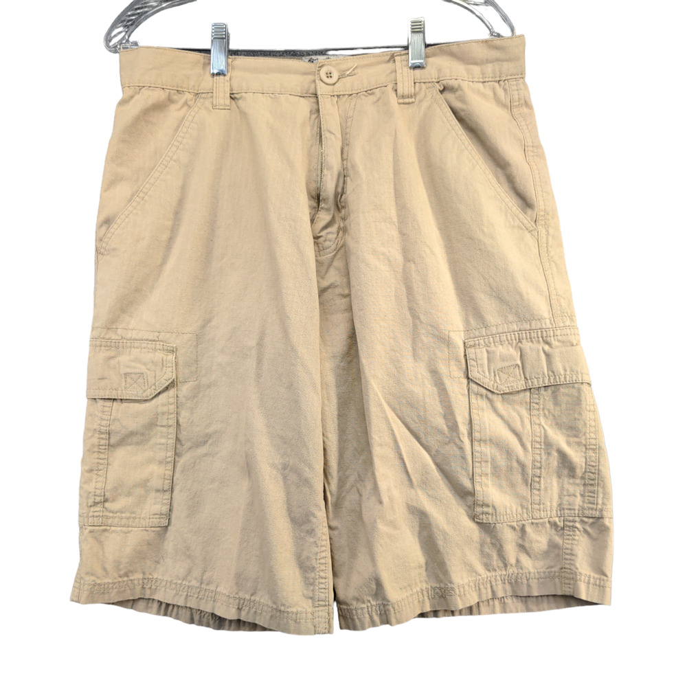 Beyond the Limit Men's Cargo Shorts Tan Size 36 Actual 33 100% Cotton Pockets